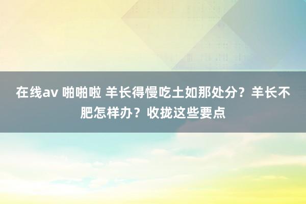 在线av 啪啪啦 羊长得慢吃土如那处分？羊长不肥怎样办？收拢这些要点