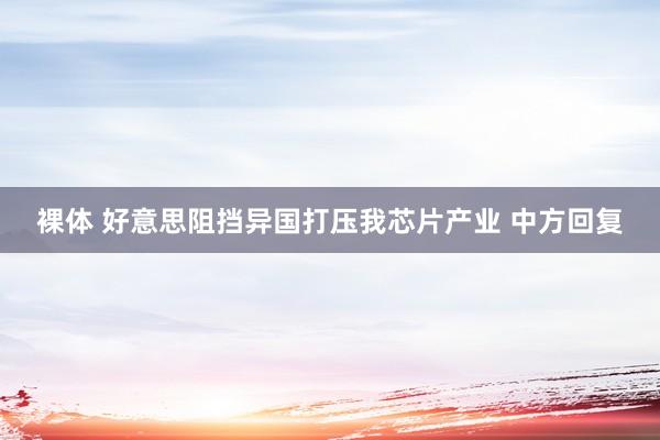 裸体 好意思阻挡异国打压我芯片产业 中方回复