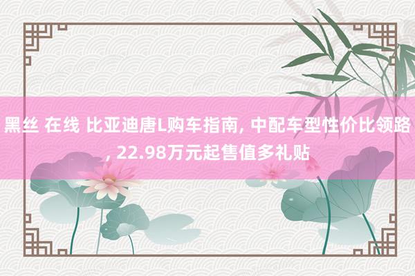 黑丝 在线 比亚迪唐L购车指南， 中配车型性价比领路， 22.98万元起售值多礼贴