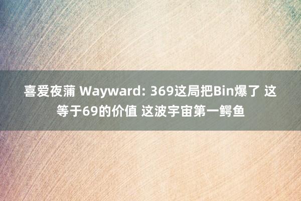 喜爱夜蒲 Wayward: 369这局把Bin爆了 这等于69的价值 这波宇宙第一鳄鱼