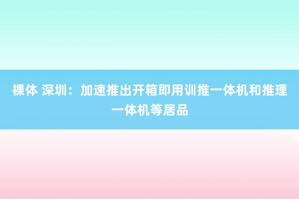 裸体 深圳：加速推出开箱即用训推一体机和推理一体机等居品