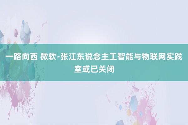 一路向西 微软-张江东说念主工智能与物联网实践室或已关闭